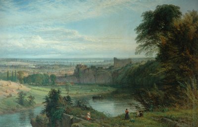 Landscape with Castle and River and Chepstow Castle, 1862 by Henry Dawson